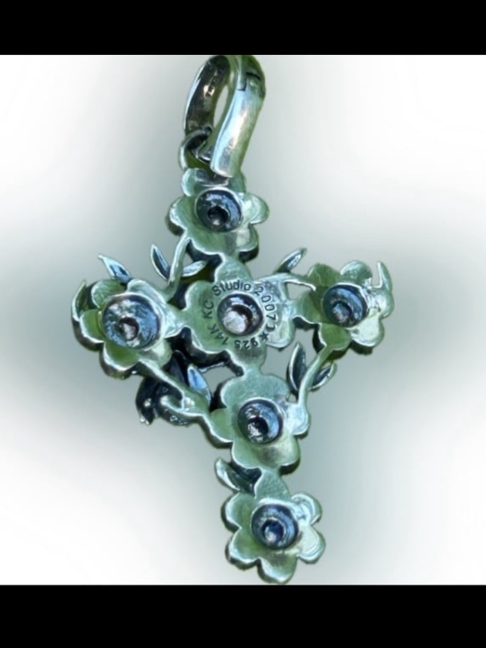 Barry Kieselstein KC Studio Silver 14K Gold Flower Bee Cross Enhancer Pendant - Picture 9 of 13